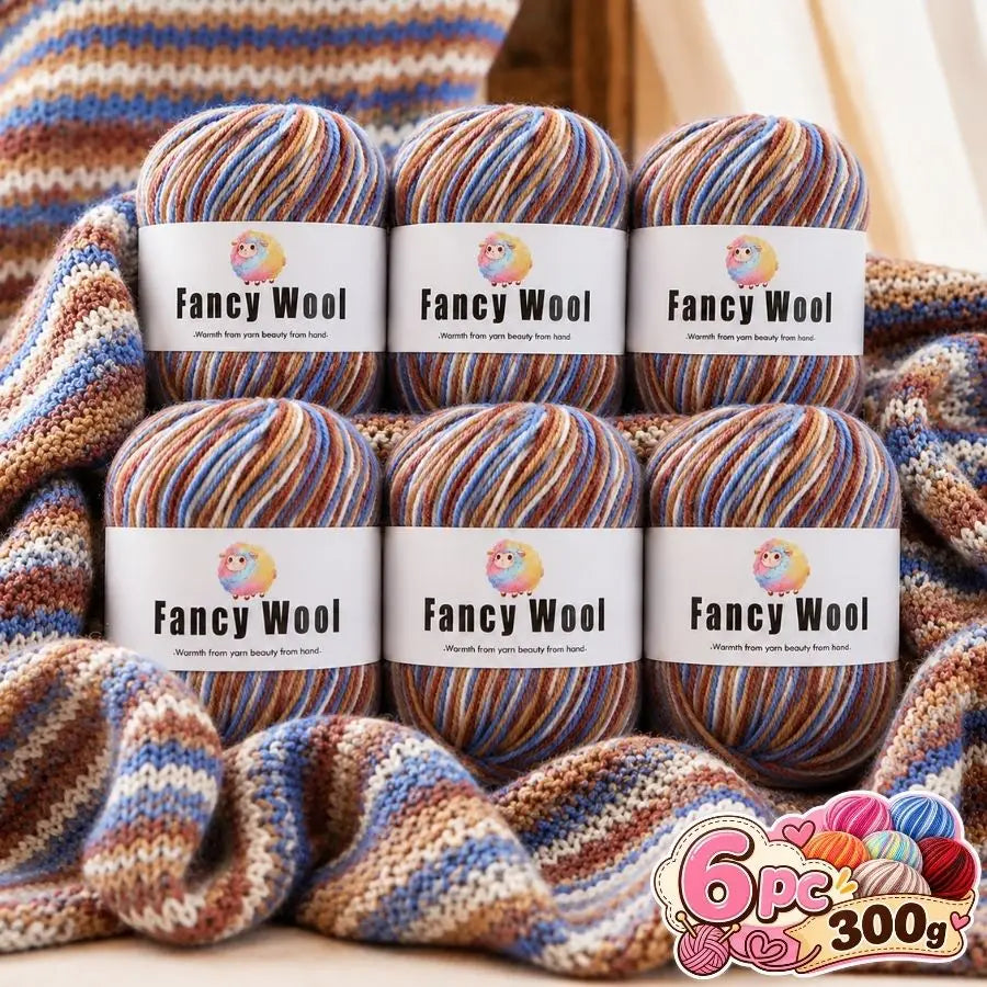 A set of gradient alpaca wool yarn balls in various colors and textures for knitting and crochet projects.