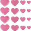 24 pieces of pink iron-on love heart embroidered patches for DIY clothing