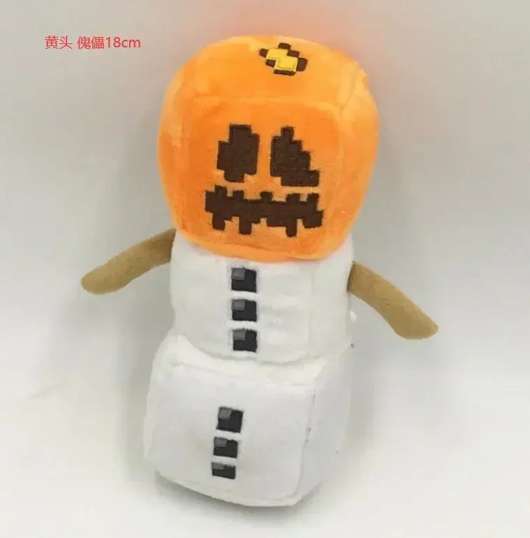 An orange and white stuffed dragon plush toy with a menacing face.