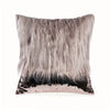 A rectangular cushion cover made of silver-gray fur with a black sequin trim.