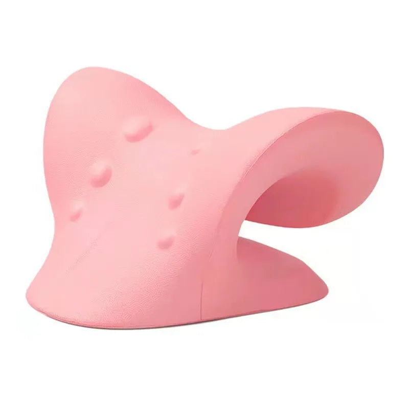 A pink cervical massage pillow designed for neck and shoulder relief.