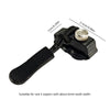 Black zipper repair kit with five detachable pulls and a metal slider for repairing zippers.