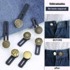 A set of universal waist extension buttons in gold and black for adjusting jeans and pants.