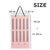 Pink hair clips storage hanger with multiple slots and a hanging loop