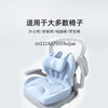 A light blue memory foam lumbar support cushion with a removable cotton cover shown in a side view.