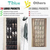 Comparison of Tiblue large pockets versus other small pockets in an over-the-door shoe organizer.