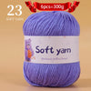 A ball of purple soft yarn labeled as 23 strands, used for handmade knitting thread.