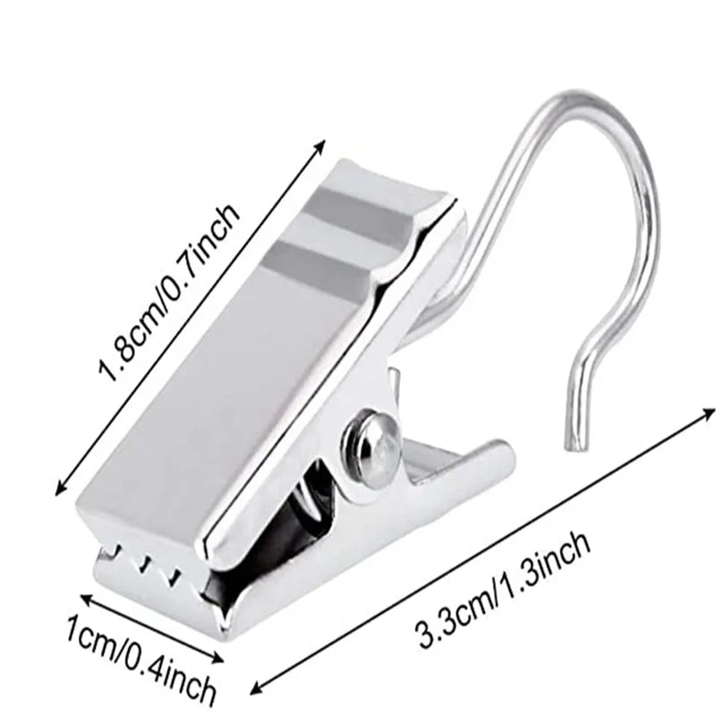 Silver flexible bendable curtain track with a hook and mounting hardware.