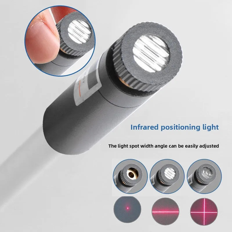 A close-up view of an infrared positioning light with an adjustable light spot and various adjustment settings.