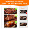 Comparison image showing barbecue meat before and after using a new solution to keep BBQ warm and juicy