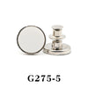 Silver adjustable button pin with a round mirror surface.