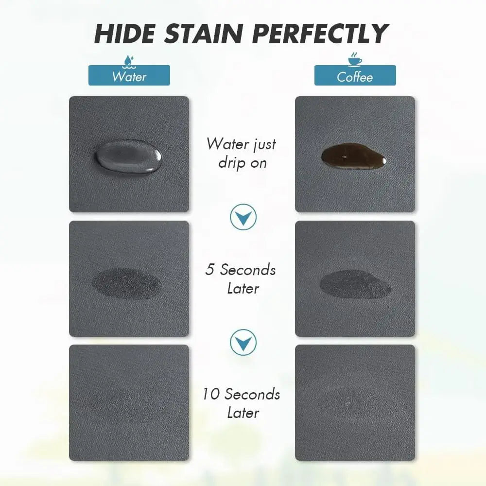 A set of non-slip mats designed to hide stains from water and coffee on laundry appliances.