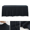 Black stretchable waterproof rectangle tablecloth draped over a table.