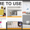A display showing various magnetic fridge magnets used for home to use organization and storage.