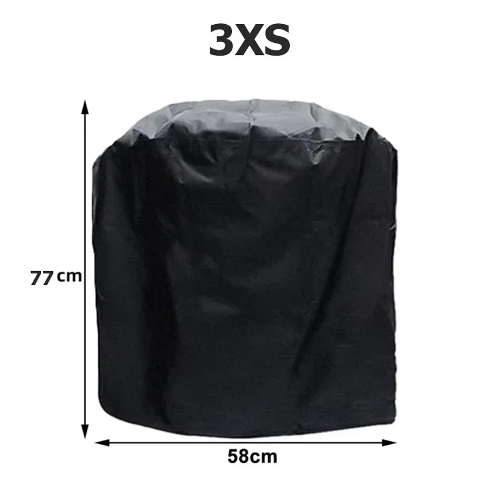 Black 3XS heavy duty waterproof BBQ grill cover shown from the top view.