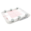 A magnetic embroidery hoop set with a clear plastic frame and several magnetic attachments for sewing machines.