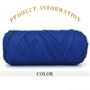 A tightly wound skein of royal blue thick polyester blended yarn for crafting.