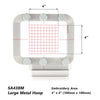 SA438M Large Metal Hoop, a square embroidery hoop with a grid pattern and mounting holes.