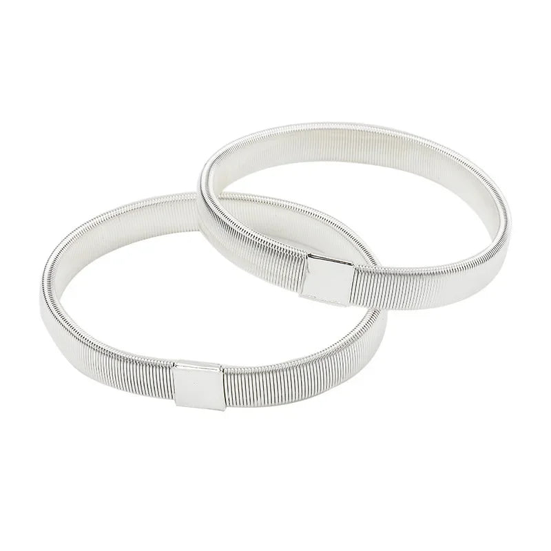 Silver metal sleeve garters or adjustable arm bands for men