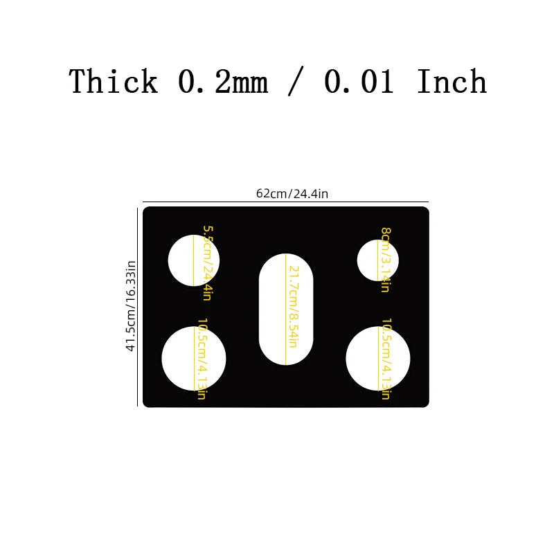 A set of thin protectors for a gas stove, measuring 0.2mm or 0.01 inch thick.