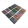 A collection of various USA flag patches with hook and loop backing arranged in a diamond pattern.
