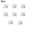 Eight self-adhesive curtain rod clips designed for mounting on windows and walls.