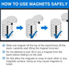 Instructions on how to safely use and handle a stack of magnetic fridge magnets