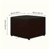 A dark brown waterproof fire pit cover with a drawstring, measuring 82cm long, 82cm wide, and 61cm high.