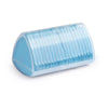 A translucent light blue fabric chalk marker with ribbed sides.