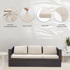 A beige removable elastic sofa seat cushion cover displayed with close-ups showing fabric texture and fit.