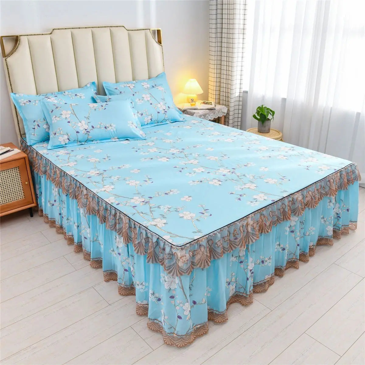 Luxury Floral Bed Skirt for Mattress Protection