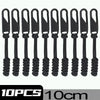 Ten black detachable zipper pull sliders for bags and clothing, each measuring 10cm.