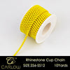 A spool of yellow rhinestone cup chain, 10 yards long, used for DIY decoration.