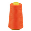 Orange sewing thread spool with a yellow core and orange fiber visible.