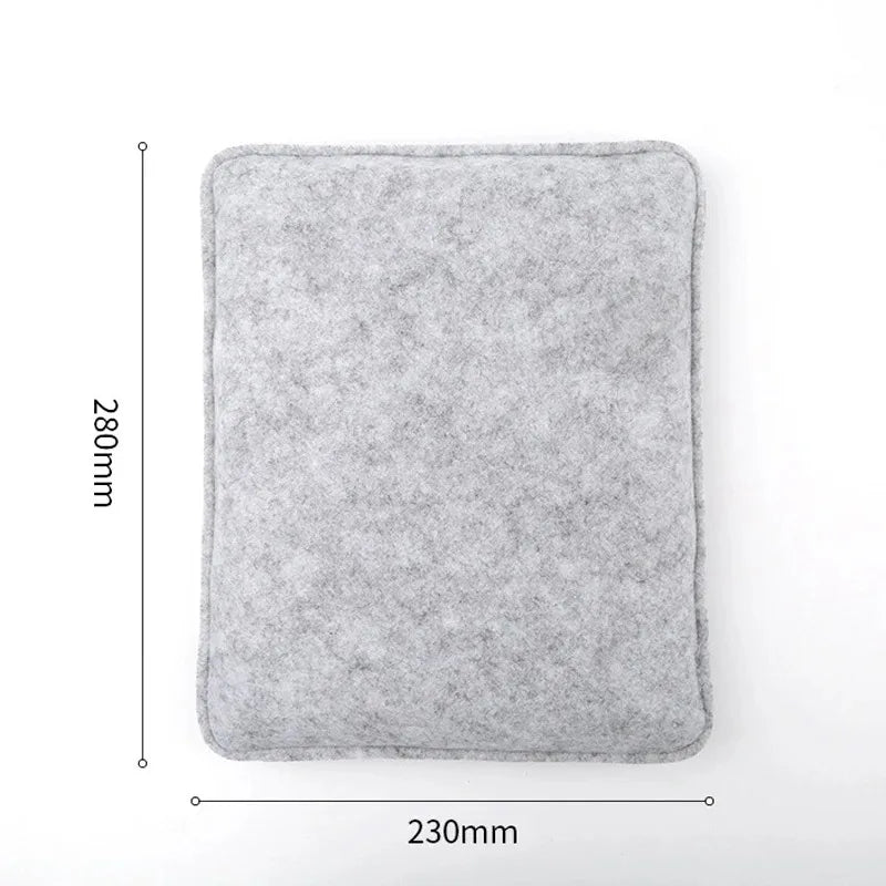 A rectangular gray needle felting mat pad with dimensions 230mm by 280mm.