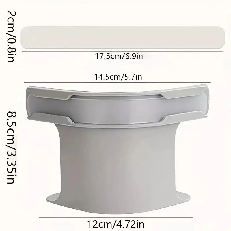 A white heavy duty bed sheet corner tightener clip shown with dimensions and a side view.