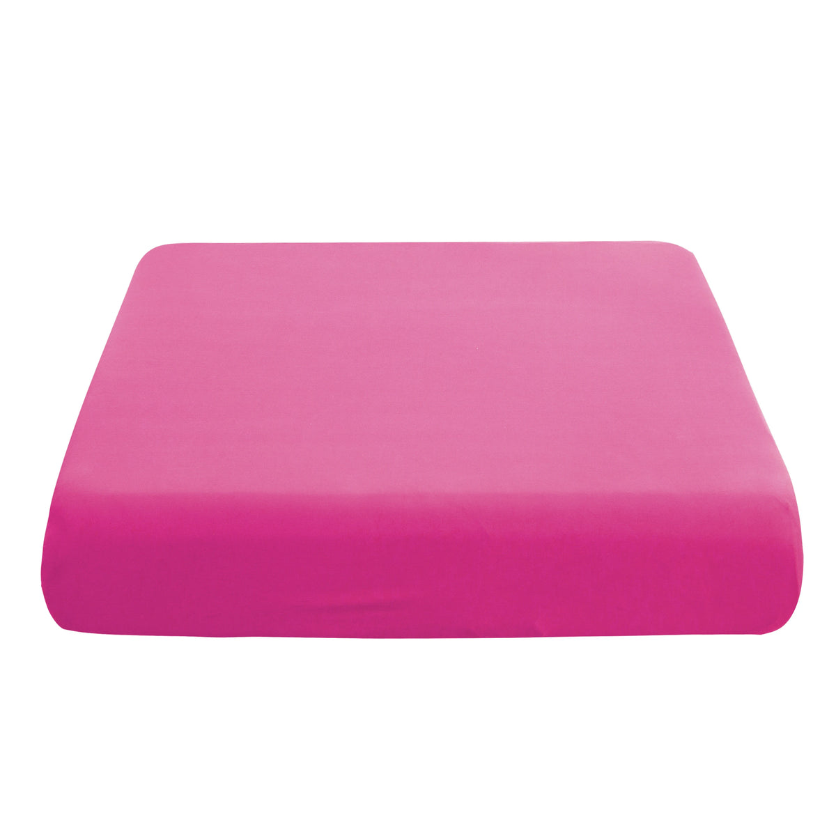 A solid pink elastic sofa cushion slipcover.