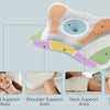 A white memory foam pillow with a cooling cover shown from multiple angles highlighting various support areas like head, shou