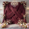 Burgundy Velvet-Look Polyester Backdrop Curtain