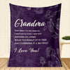 Purple floral print throw blanket with the text Grandma Even when I'm not close, I want you to know I love and appreciate you