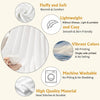 A graphic detailing the features of a printable knit blanket including fluffy texture, lightweight design, vibrant colors, ma