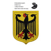 Yellow embroidered patch featuring a black eagle shield design with red accents and hook and loop backing.