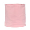 A rolled soft pink cotton neck scarf for winter