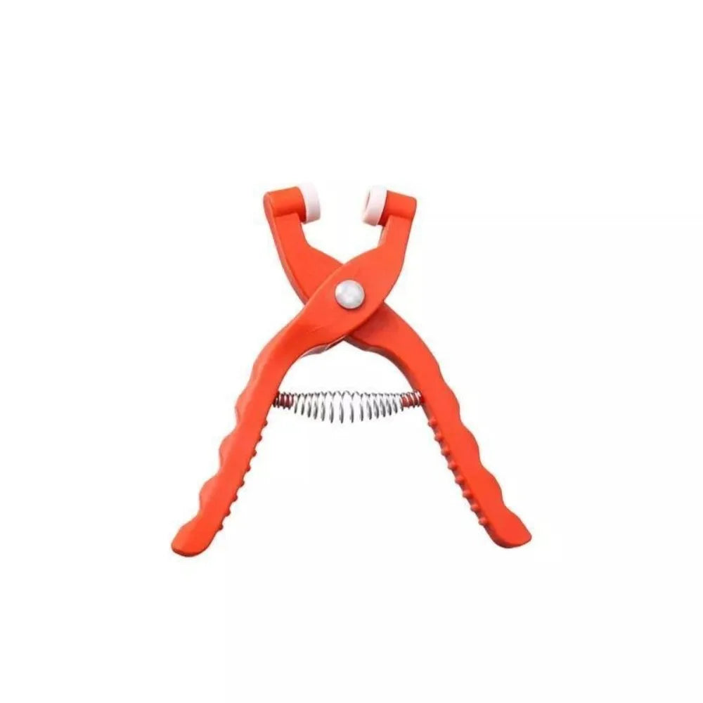 Orange snap fastener crimping pliers with a crochet hook tool