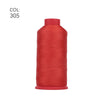 A spool of red heavy duty nylon sewing thread labeled COL: 305.