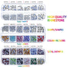 A collection of various colored and shaped rhinestones, including high quality rhinestone, shape stones, color stones, and a 
