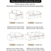 Diagram showing the length measurements between points AB and CD for 1, 2, 3, and 4 seater sofa covers.
