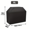 Black heavy-duty BBQ grill cover, size XL, with dimensions 117cm high and 190cm long.