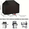 Black heavy-duty all-weather grill cover designed for various barbecue machines.