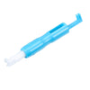 A blue 2-in-1 automatic needle threader and inserter tool with a white tip.